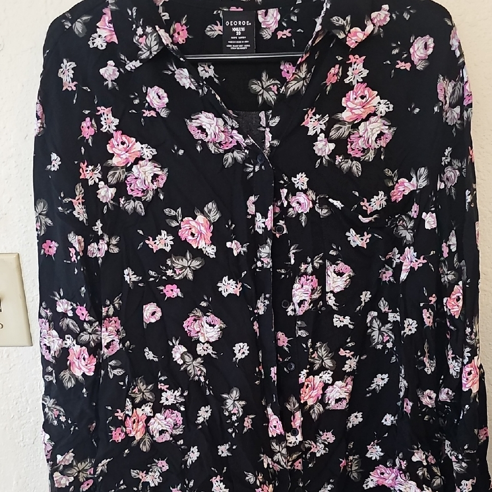 George Black and Pink Floral Blouse